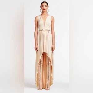 NWT ELISABETTA FRANCHI LIGHT PINK HIGH LOW DRESS SIZE 46 NA264